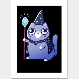 Funny magical wizard cat Posters and Art